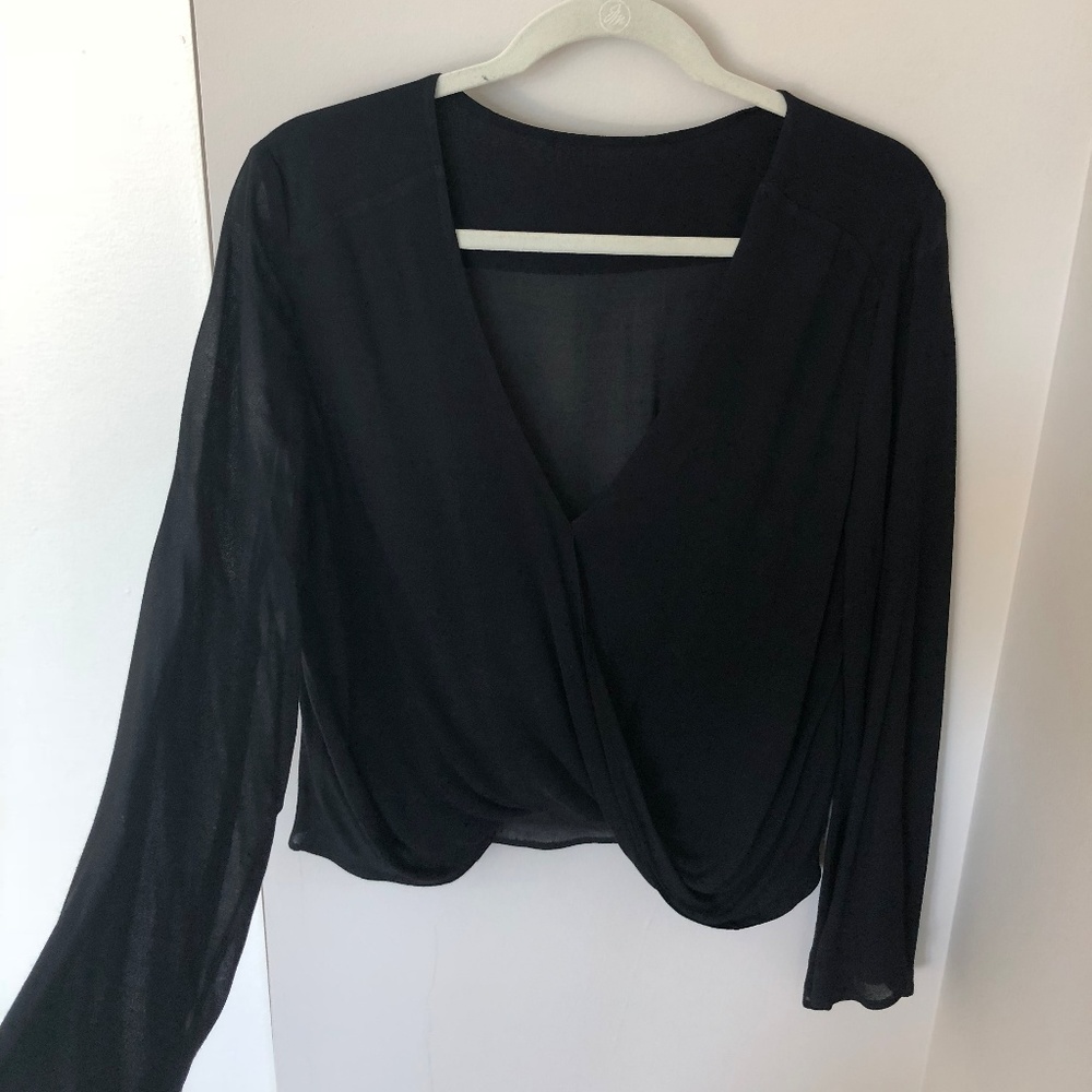 Planet Blue Plunge V Bell Sleeve Top